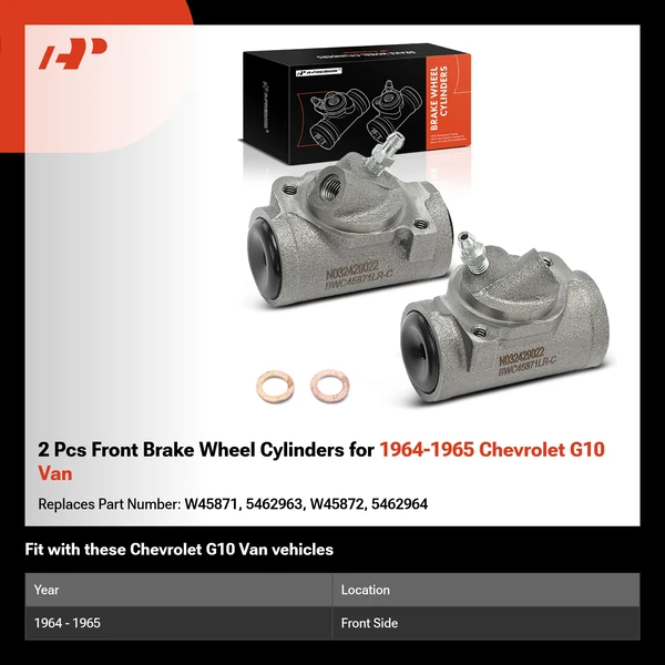 2 Pcs Front Brake Wheel Cylinders for 1964-1965 Chevrolet G10 Van