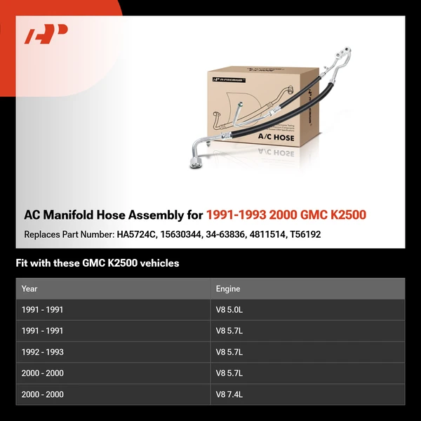 AC Manifold Hose Assembly for 1991-1993 2000 GMC K2500