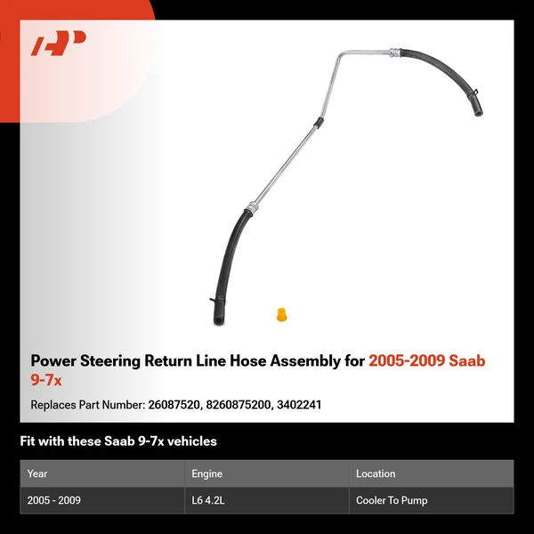 Power Steering Return Line Hose Assembly for 2005-2009 Saab 9-7x