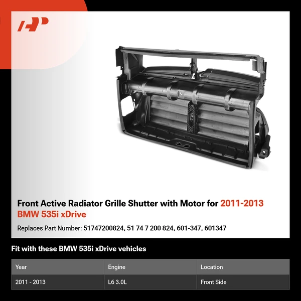 Front Active Radiator Grille Shutter with Motor for 2011-2013 BMW 535i xDrive