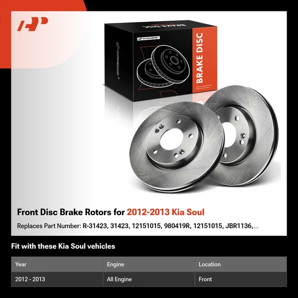 Front Disc Brake Rotors for 2012-2013 Kia Soul