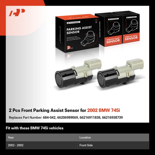 2 Pcs Front Parking Assist Sensor for 2002 BMW 745i