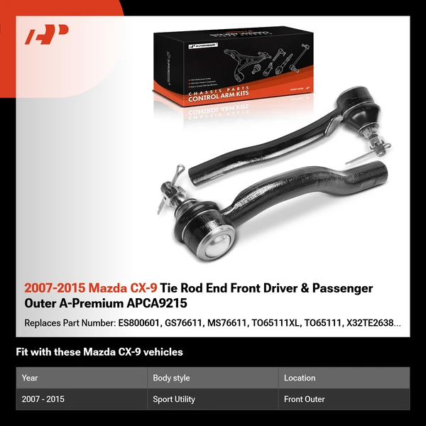2007-2015 Mazda CX-9 Tie Rod End Front Driver & Passenger Outer A-Premium APCA9215