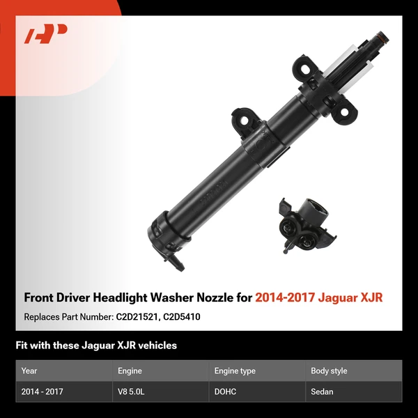 Front Driver Headlight Washer Nozzle for 2014-2017 Jaguar XJR