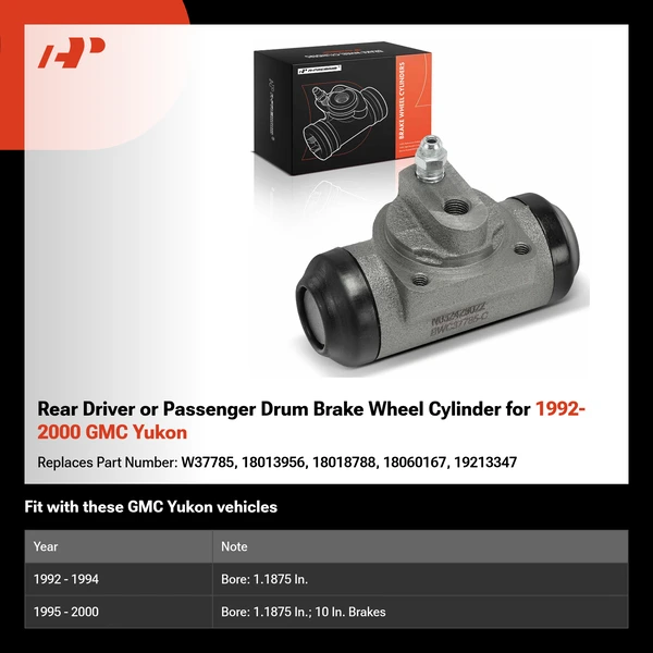 Rear Driver or Passenger Drum Brake Wheel Cylinder for 1992-2000 GMC Yukon