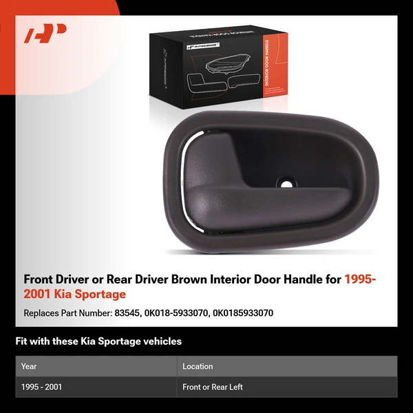Front Driver or Rear Driver Brown Interior Door Handle for 1995-2001 Kia Sportage