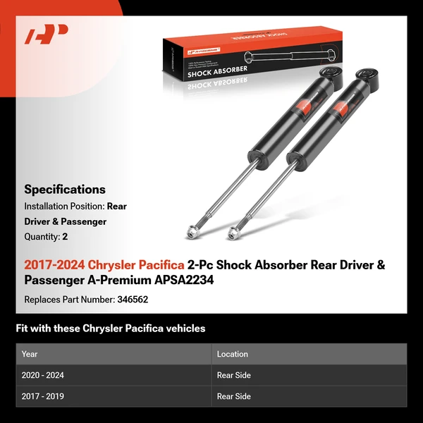 2017-2024 Chrysler Pacifica 2-Pc Shock Absorber Rear Driver & Passenger A-Premium APSA2234
