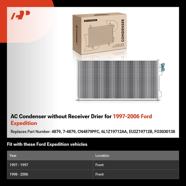 AC Condenser without Receiver Drier for 1997-2006 Ford Expedition