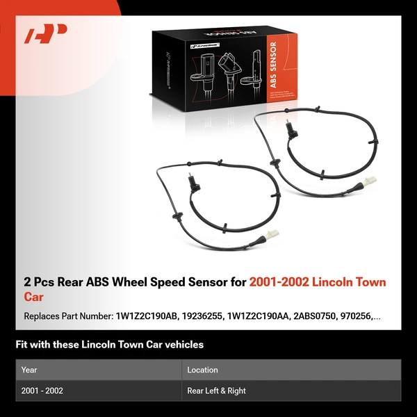 2 Pcs Rear ABS Wheel Speed Sensor for 2001-2002 Lincoln Town Car