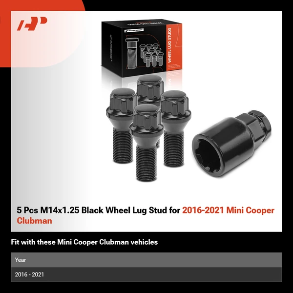 5 Pcs M14x1.25 Black Wheel Lug Stud for 2016-2021 Mini Cooper Clubman