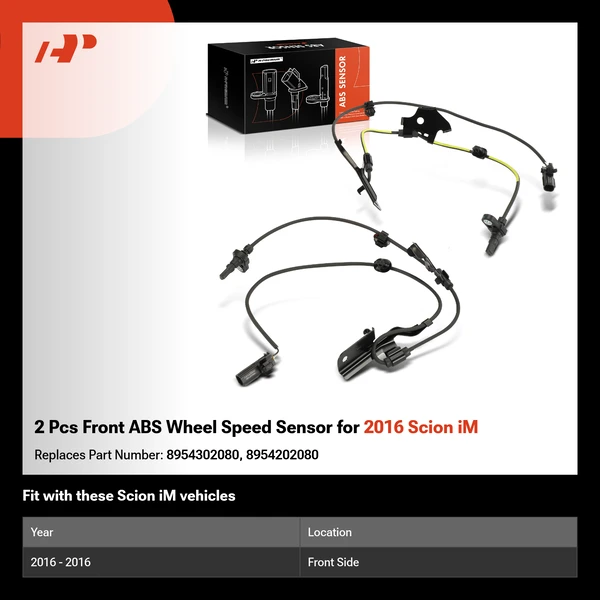 2 Pcs Front ABS Wheel Speed Sensor for 2016 Scion iM