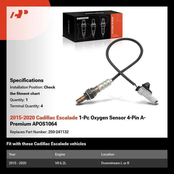 2015-2020 Cadillac Escalade 1-Pc Oxygen Sensor 4-Pin A-Premium APOS1064