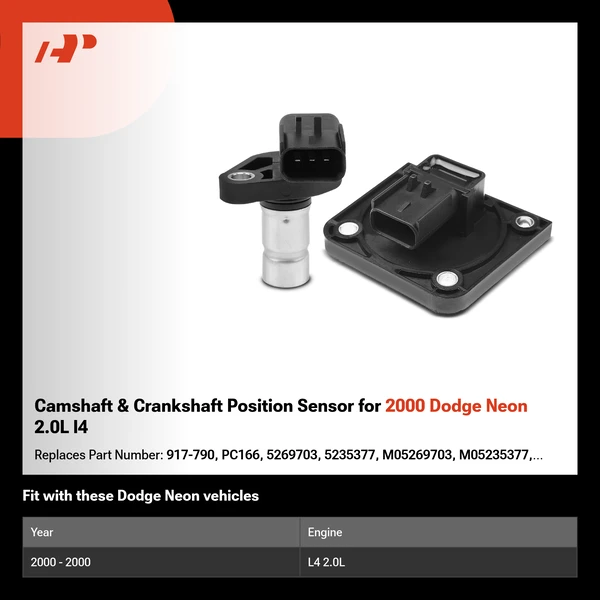 Camshaft & Crankshaft Position Sensor for 2000 Dodge Neon 2.0L l4