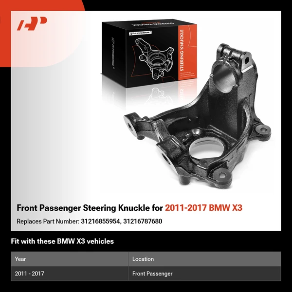 Front Passenger Steering Knuckle for 2011-2017 BMW X3