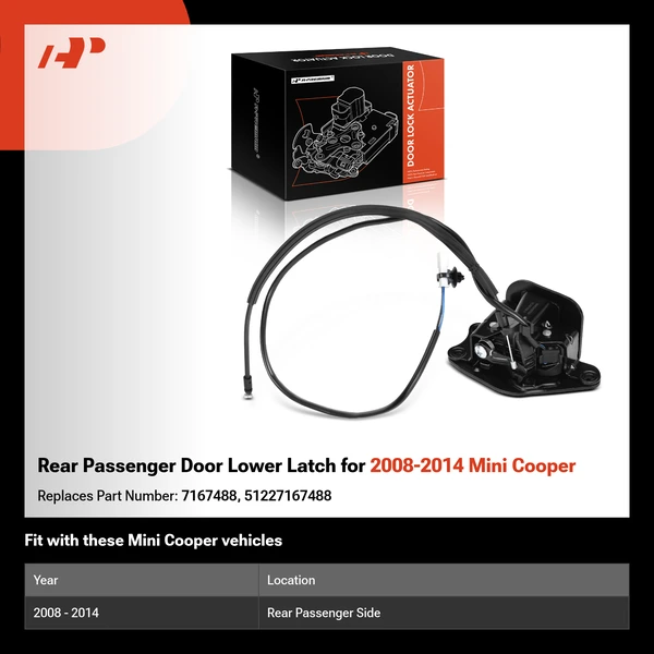 Rear Passenger Door Lower Latch for 2008-2014 Mini Cooper