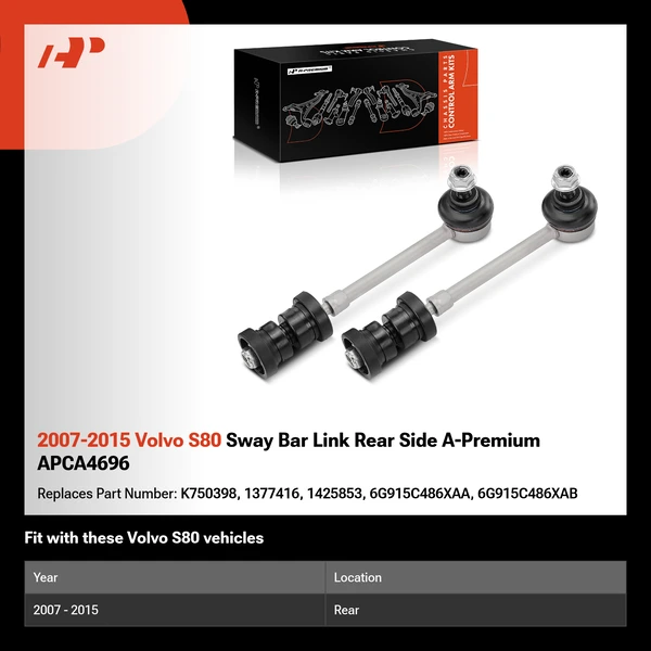 2007-2015 Volvo S80 Sway Bar Link Rear Side A-Premium APCA4696