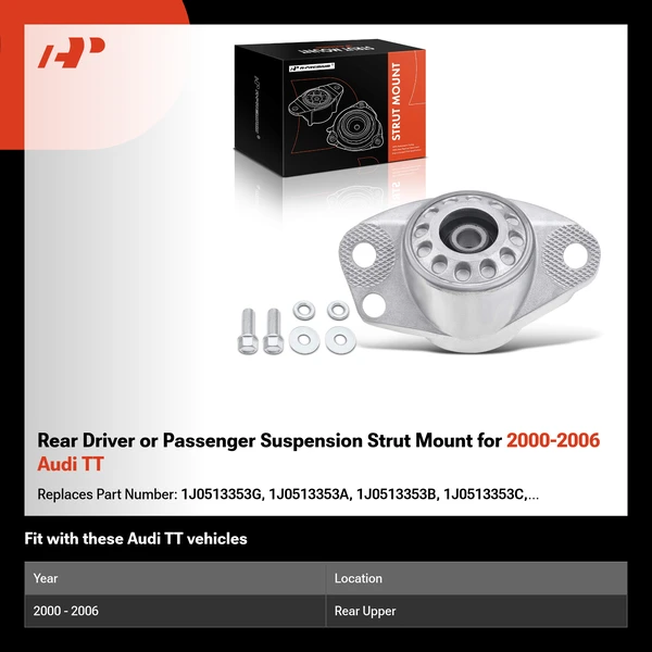 Rear Driver or Passenger Suspension Strut Mount for 2000-2006 Audi TT
