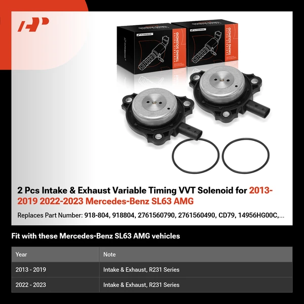 2 Pcs Intake & Exhaust Variable Timing VVT Solenoid for 2013-2019 2022-2023 Mercedes-Benz SL63 AMG
