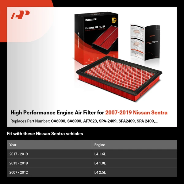 High Performance Engine Air Filter for 2007-2019 Nissan Sentra