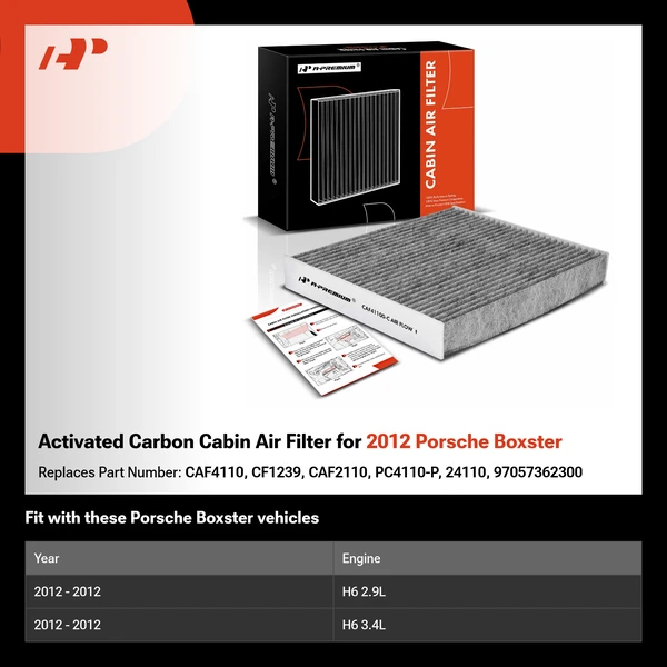 Activated Carbon Cabin Air Filter for 2012 Porsche Boxster