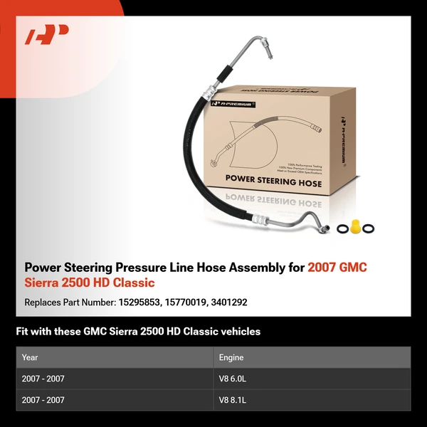 Power Steering Pressure Line Hose Assembly for 2007 GMC Sierra 2500 HD Classic