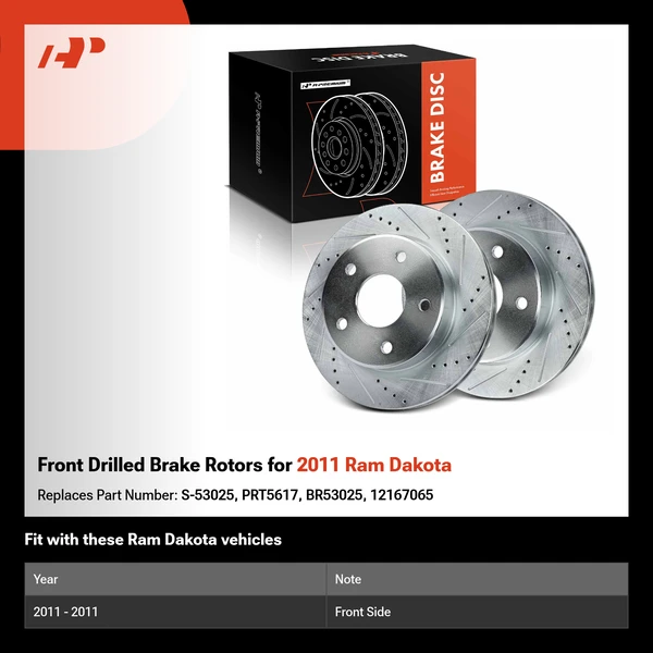 Front Drilled Brake Rotors for 2011 Ram Dakota