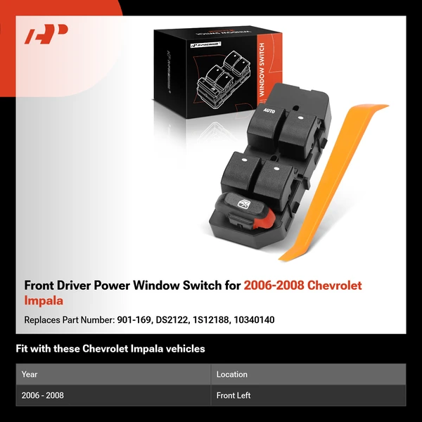 Front Driver Power Window Switch for 2006-2008 Chevrolet Impala