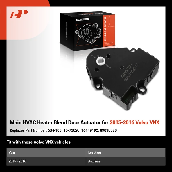 Main HVAC Heater Blend Door Actuator for 2015-2016 Volvo VNX