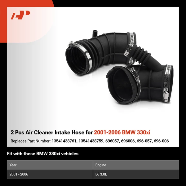 2 Pcs Air Cleaner Intake Hose for 2001-2006 BMW 330xi