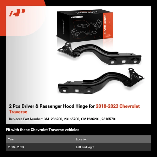 2 Pcs Driver & Passenger Hood Hinge for 2018-2023 Chevrolet Traverse