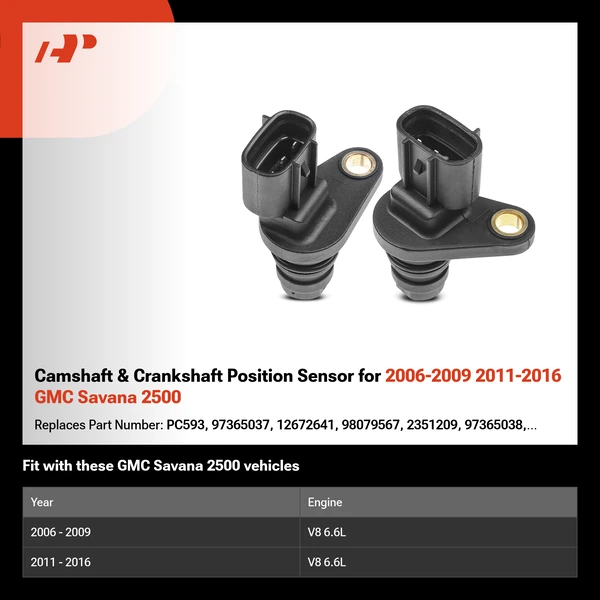 Camshaft & Crankshaft Position Sensor for 2006-2009 2011-2016 GMC Savana 2500