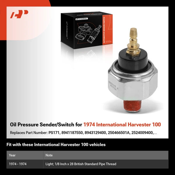 Oil Pressure Sender/Switch for 1974 International Harvester 100