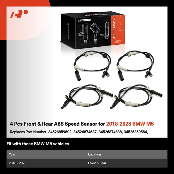 4 Pcs Front & Rear ABS Speed Sensor for 2018-2023 BMW M5