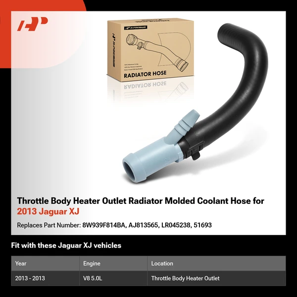 Throttle Body Heater Outlet Radiator Molded Coolant Hose for 2013 Jaguar XJ