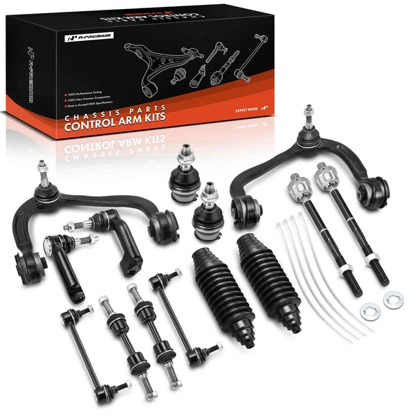 2007-2014 Ford Expedition A Set of 14 Control Arm Ball Joint Tie Rod and Sway Bar Link Kit Front & Rear A-Premium APCA3267