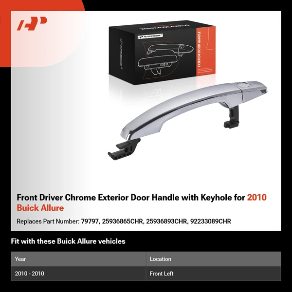Front Driver Chrome Exterior Door Handle with Keyhole for 2010 Buick Allure