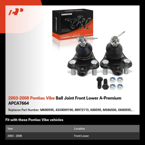 2003-2008 Pontiac Vibe Ball Joint Front Lower A-Premium APCA7664