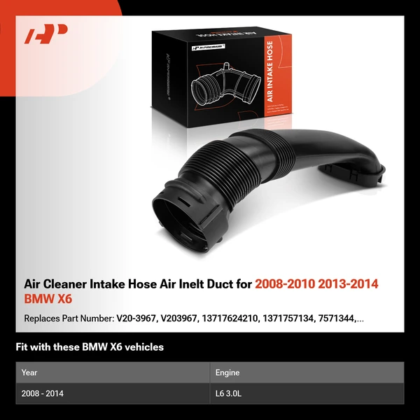 Air Cleaner Intake Hose Air Inelt Duct for 2008-2010 2013-2014 BMW X6