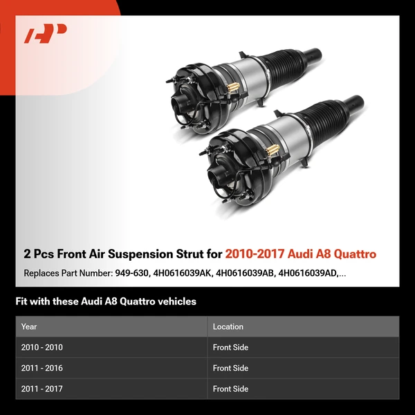 2 Pcs Front Air Suspension Strut for 2010-2017 Audi A8 Quattro