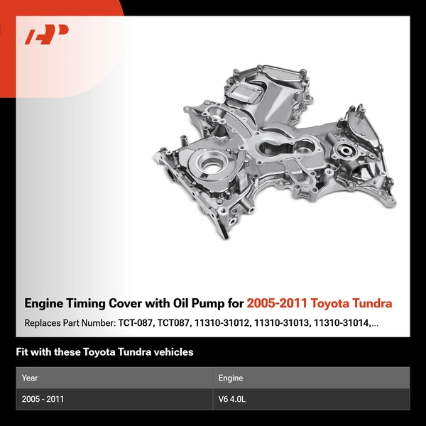 Engine Timing Cover with Oil Pump for 2005-2011 Toyota Tundra