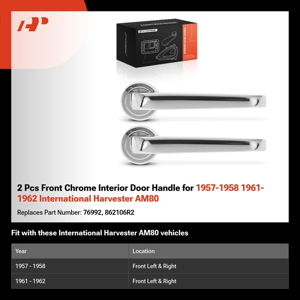 2 Pcs Front Chrome Interior Door Handle for 1957-1958 1961-1962 International Harvester AM80