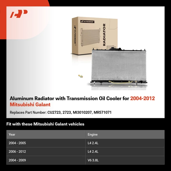 Aluminum Radiator with Transmission Oil Cooler for 2004-2012 Mitsubishi Galant