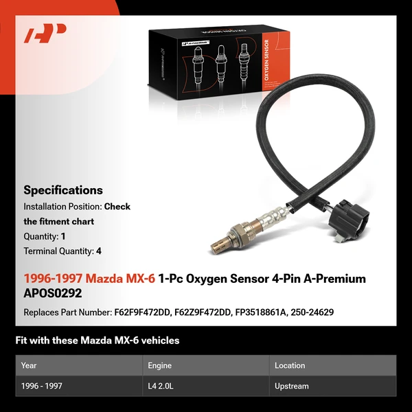 1996-1997 Mazda MX-6 1-Pc Oxygen Sensor 4-Pin A-Premium APOS0292