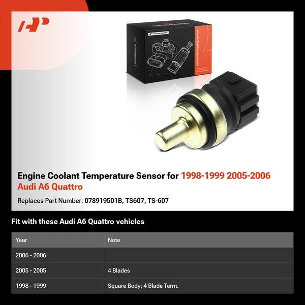 Engine Coolant Temperature Sensor for 1998-1999 2005-2006 Audi A6 Quattro