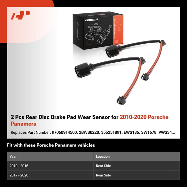 2 Pcs Rear Disc Brake Pad Wear Sensor for 2010-2020 Porsche Panamera