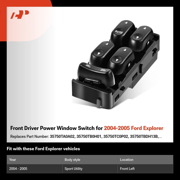 Front Driver Power Window Switch for 2004-2005 Ford Explorer