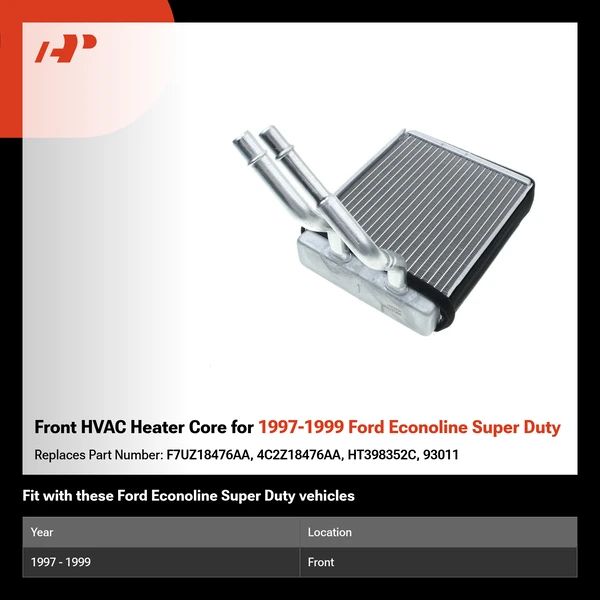 Front HVAC Heater Core for 1997-1999 Ford Econoline Super Duty