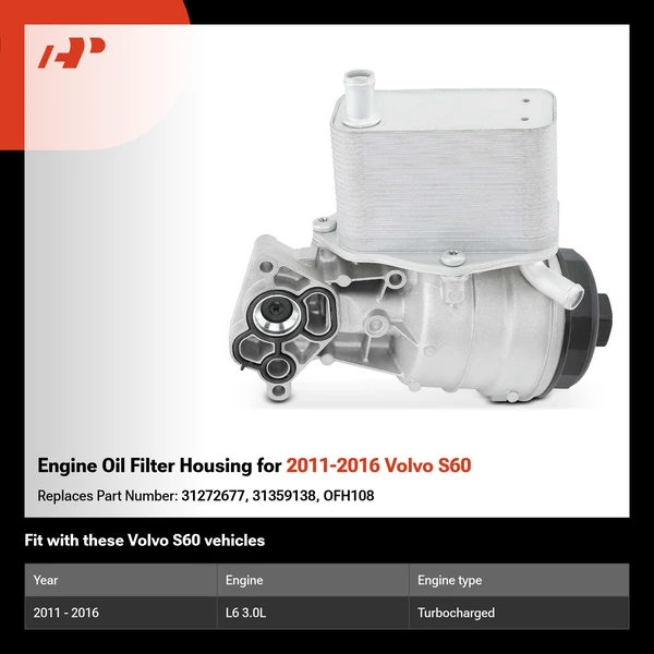 Engine Oil Filter Housing for 2011-2016 Volvo S60