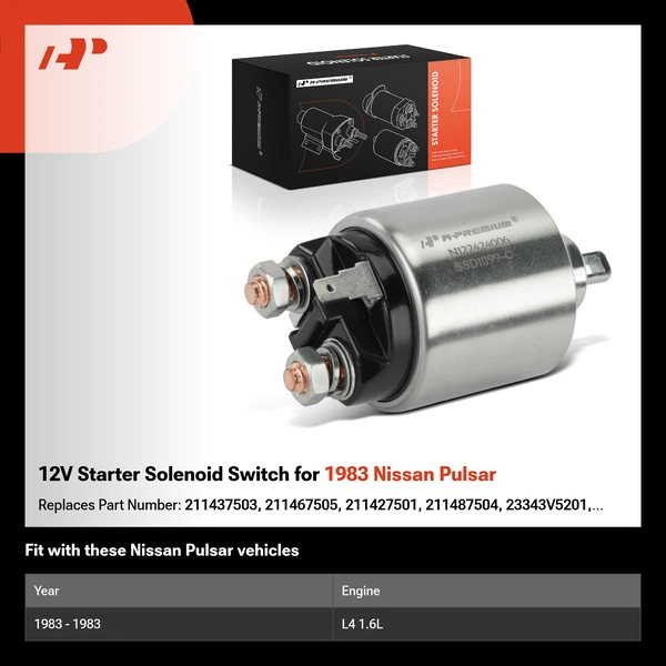 12V Starter Solenoid Switch for 1983 Nissan Pulsar