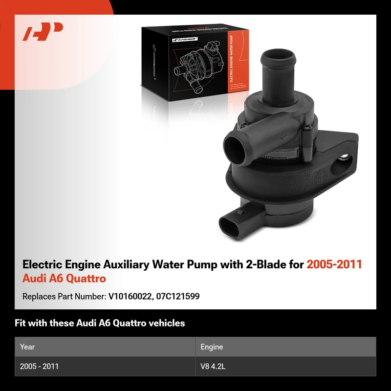 Electric Engine Auxiliary Water Pump with 2-Blade for 2005-2011 Audi A6 Quattro